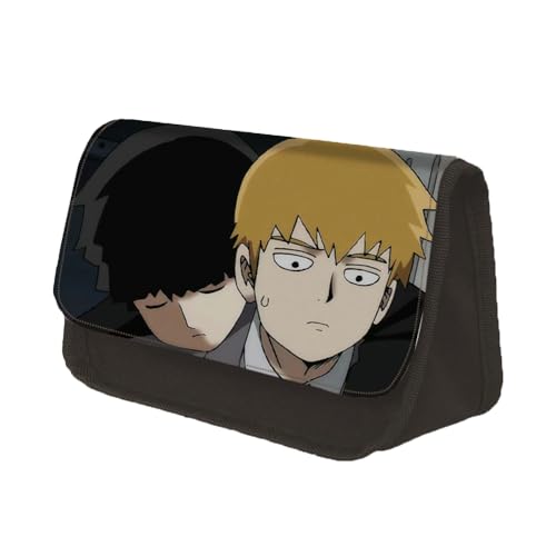 Jilijia Mob Psycho 100 Federmäppchen Cartoon Federmäppchen Anime Reigen Arataka Canvas Tasche Kageyama Shigeo Mob Anime Cartoon Charakter Kosmetiktaschen Aufbewahrungstasche, Typ 4, 22x13x7.5cm von Jilijia