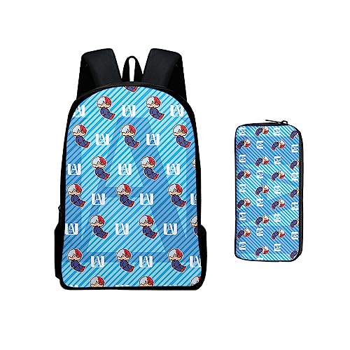 Jilijia My Hero Academia Anime Rucksack, MHA Cartoon bedruckt, modisch, Schultaschen und Federmäppchen für Schüler, Kinder, Teenager, Geschenk, 2-teilig, Typ 6, 40*30*13cm von Jilijia