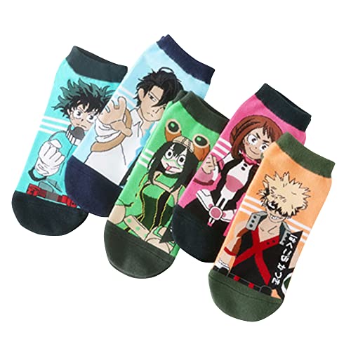 Jilijia My Hero Academia Knöchelsocken Set 5 Paar Anime Socken Mha bedruckte Socken für Männer Frauen Herbst und Winter kurze Socken von Jilijia