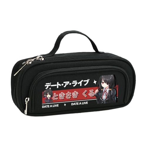 Jilijia Tokisaki Kurumi Federmäppchen für Jungen und Mädchen, Yatogami Tohka Himekawa Yoshino Anime Stifttasche Große Kapazität Cartoon Reißverschluss Federmäppchen Schulsaison Geschenke für Studenten von Jilijia