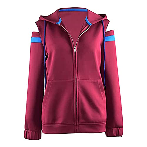 Jilijia Wanda Hoodie Wanda Vision Jacke Wanda Maximoff Cosplay Kapuzen-Sweatshirt Rot Reißverschluss Mantel für Damen, Wanda, M von Jilijia