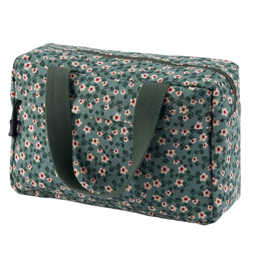 Jiliyote Cord Kosmetiktasche Groß Damen Kulturtasche Cord Make-up Taschen Cord Kosmetikbeutel Reise Cosmetic Bag aus Cord für Travel Mädchen Frauen von Jiliyote