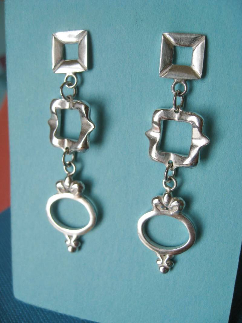 Dreifache Frame Baumeln Ohrringe Post Sterlingsilber von JillKDavisJewelry