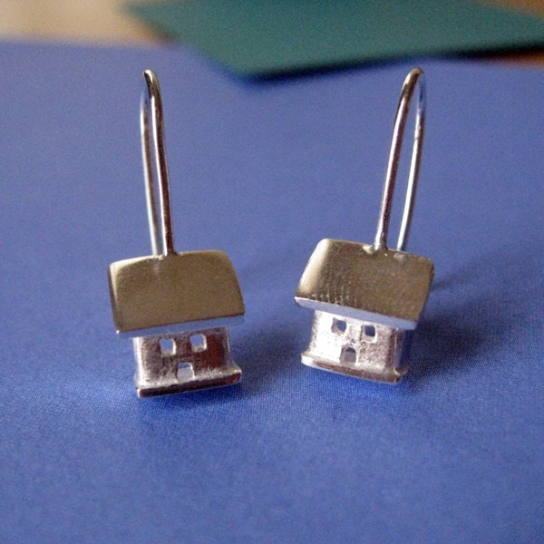 sterling Silber Baumeln Ohrringe Kleine Cottage sterling Silber Baumeln Ohrringe Kleine Cottage von JillKDavisJewelry