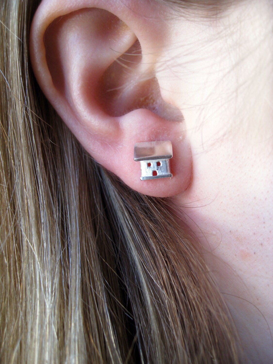 sterling Silberohrstecker. Kleine Hütte Ohrstecker sterling Silberohrstecker. Kleine Hütte Ohrstecker von JillKDavisJewelry