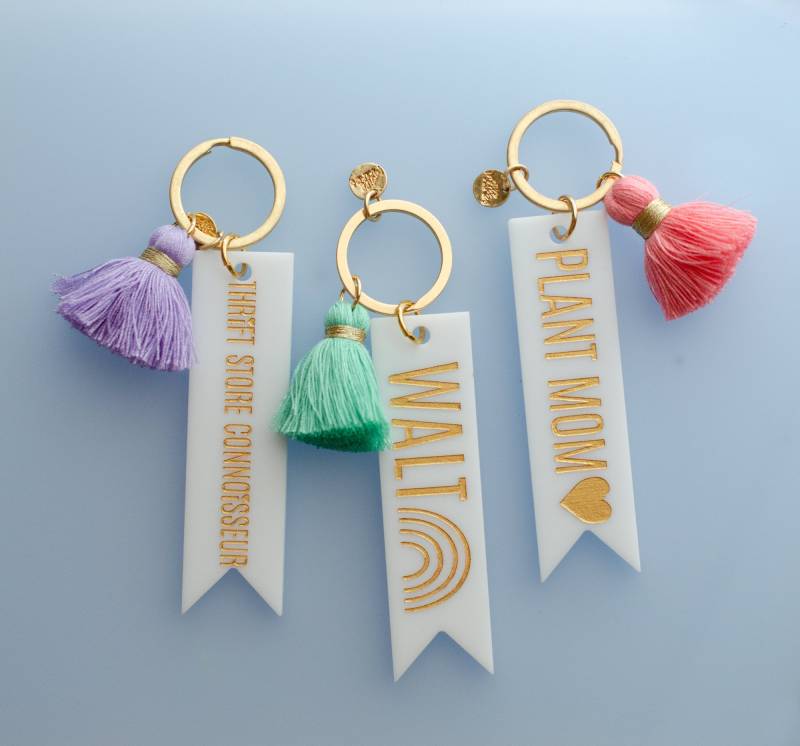 Brautjungfern Geschenk Schlüsselbund, Personalisierter Namen Moderner Benutzerdefinierter Personalisiertes Geschenk, Schlüsselbund Mit Quaste von JillMakes