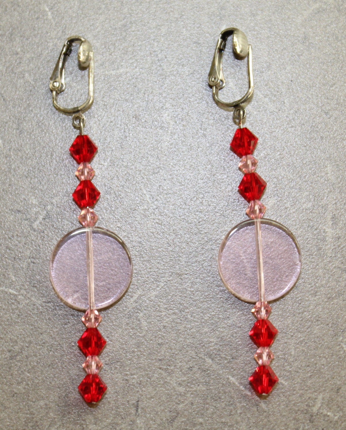 Rote Und Rosa Längliche Ohrclips Rote Und Rosa Längliche Ohrclips von JilleryBoutique