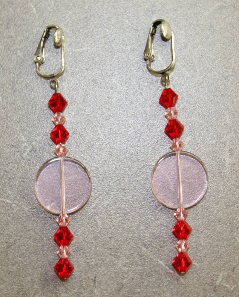 Rote Und Rosa Längliche Ohrclips Rote Und Rosa Längliche Ohrclips von JilleryBoutique
