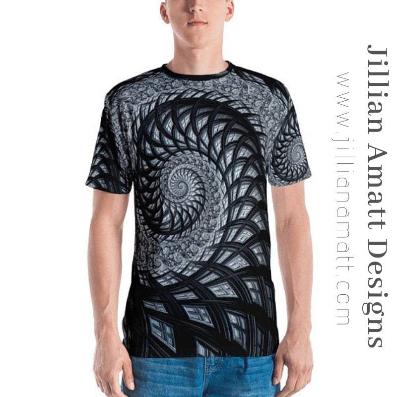 Fraktal T-Shirt, Schwarzweiße Trippy Psychedelic Kleidung von JillianAmattDesigns