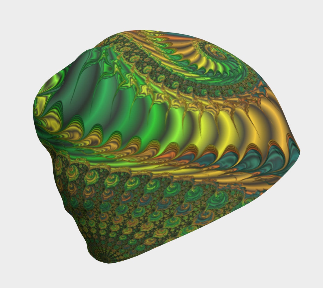 Grün Orange Gelb Beanie, Fraktal Unendlichkeit Funky Wintermütze, Trippy Psychedelic Festival Fashion Grün Orange Gelb Beanie, Fraktal Unendlichkeit Funky Wintermütze, Trippy Psychedelic Festival Fashion von JillianAmattDesigns