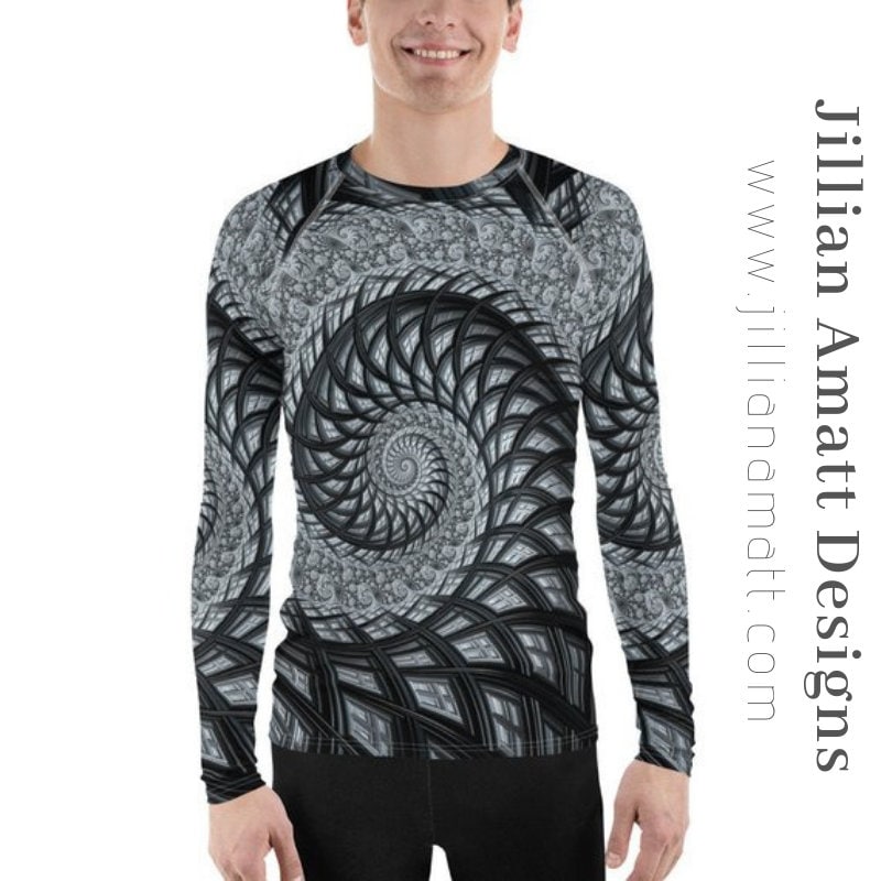 Rash Guard Black Grey & White Guard, Trippy Psychedelic Herrenmode, 7 Größen Verfügbar Rash Guard Black Grey & White Guard, Trippy Psychedelic Herrenmode, 7 Größen Verfügbar von JillianAmattDesigns