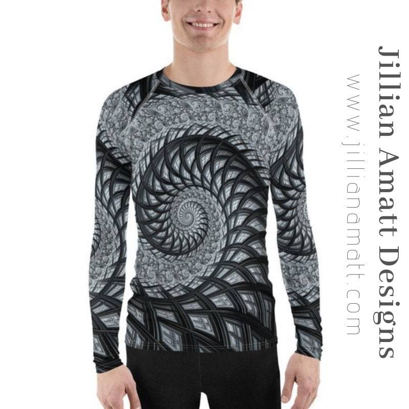 Rash Guard Black Grey & White Guard, Trippy Psychedelic Herrenmode, 7 Größen Verfügbar Rash Guard Black Grey & White Guard, Trippy Psychedelic Herrenmode, 7 Größen Verfügbar von JillianAmattDesigns