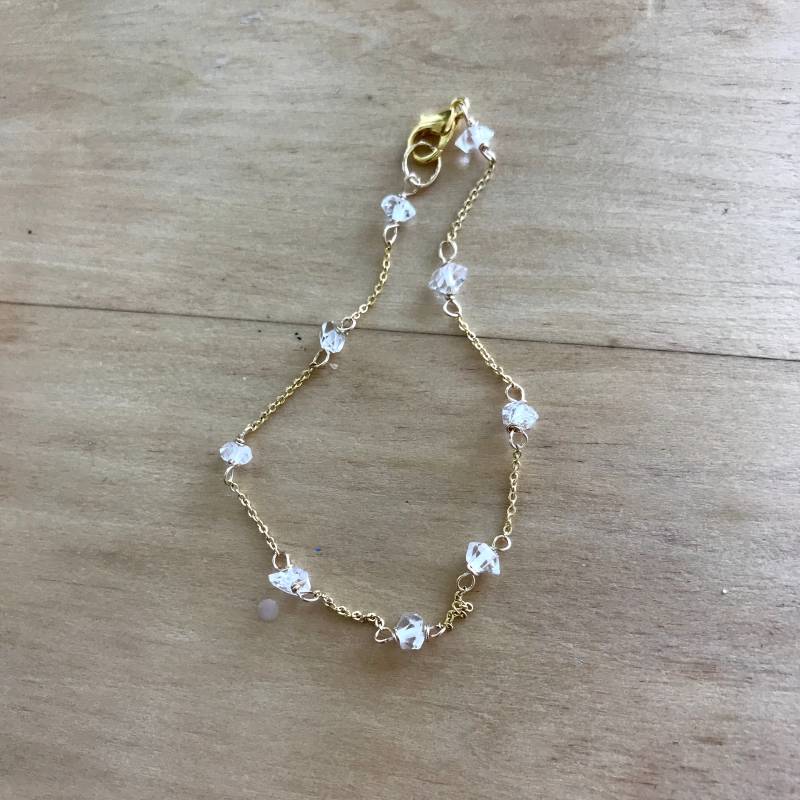 "Brilliant "Herkimer Diamant Station Armband"/Gelbgold Gefüllt." "Brilliant "Herkimer Diamant Station Armband"/Gelbgold Gefüllt." von JilliansSidenote