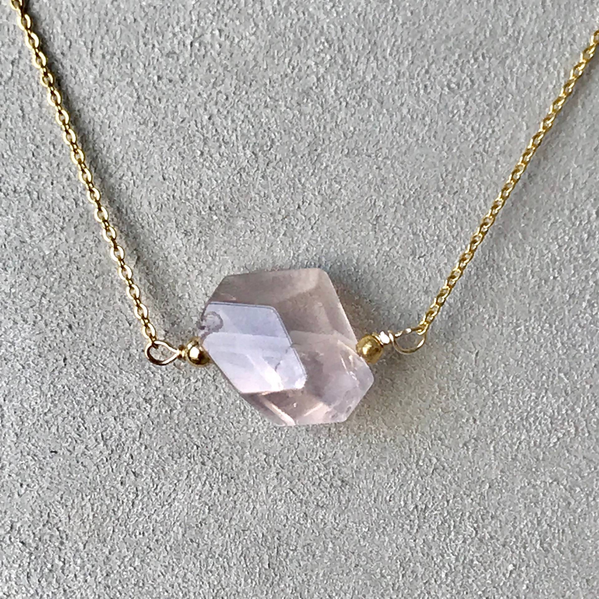 Facettierte Rosenquarz Halskette/Rose Gold Fill Facettierte Rosenquarz Halskette/Rose Gold Fill von JilliansSidenote