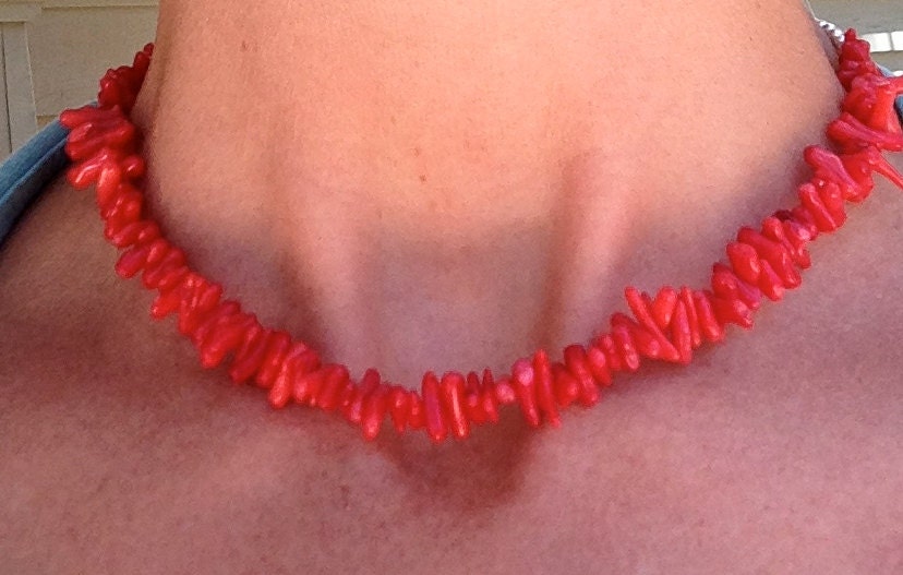Rote Verzweigung Korallen Und Sterling Silber Halskette Rote Verzweigung Korallen Und Sterling Silber Halskette von JillzJewelry