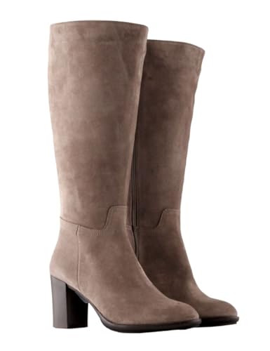 Jilsen Weitschaftstiefel Nina Suede | XL Schaftweite 48 | Taupe | Absatz 8 | Größe 39 | Weiter Schaft von Jilsen