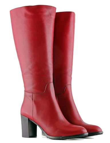 Jilsen Weitschaftstiefel Nina | XL Schaftweite 44 | Rot | Absatz 8 | Größe 39 | Weiter Schaft von Jilsen