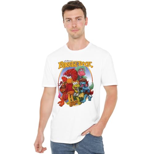 Jim Henson - Fraggle Rock Unisex Fraggle Rock Group Hug, White T-Shirt, weiß, 3XL von Jim Henson - Fraggle Rock