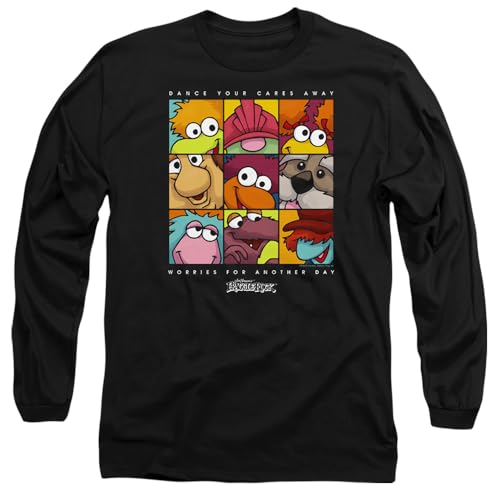 Jim Henson - Fraggle Rock Unisex Fraggle Rock Squared Long Sleeve, Black T-Shirt, Schwarz, XL von Jim Henson - Fraggle Rock