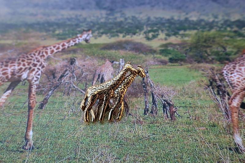 Giraffen Gold Getauchte Zinn Lapel Pin - Cc252G - Zoo, Safari, Afrika, Und Gefährdete Arten Pins von JimClift