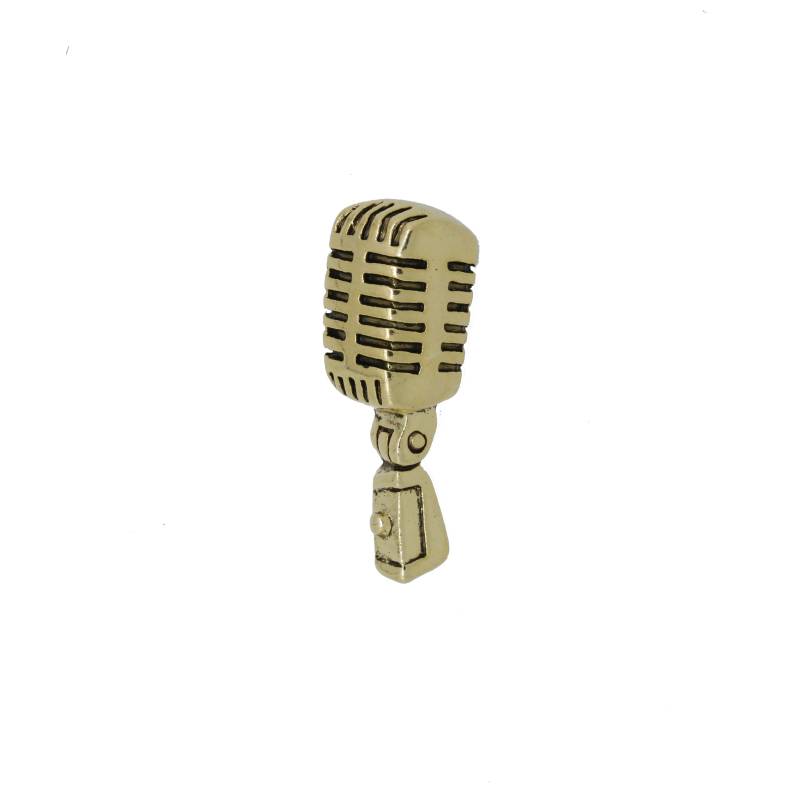 Gold Mikrofon Lapel Pin-Cc529G - Mic, Broadcast, & Sound Wave Pins Für Radio, Und Audiotechnik von JimClift