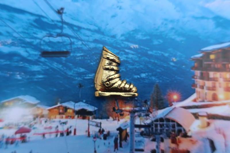 Gold Skischuh Anstecknadel - Cc225G - Skiabfahrt, Ski, Winter Und Skifahrer Pins Geschenke von JimClift