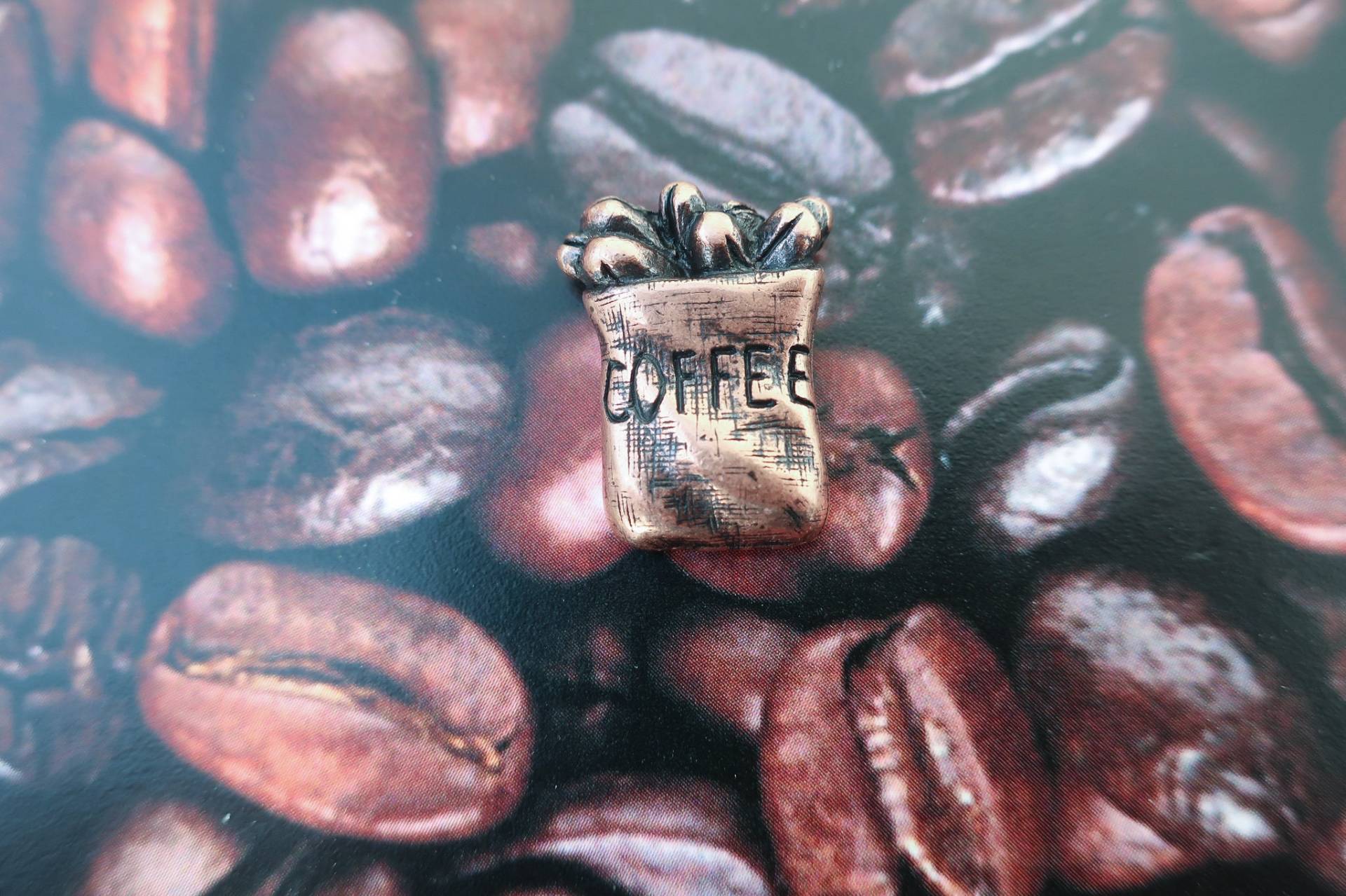 Kaffeebeutel Kupfer Getauchter Zinn Anstecknadel - Cc213C- Kaffee Und Barista Pin von JimClift