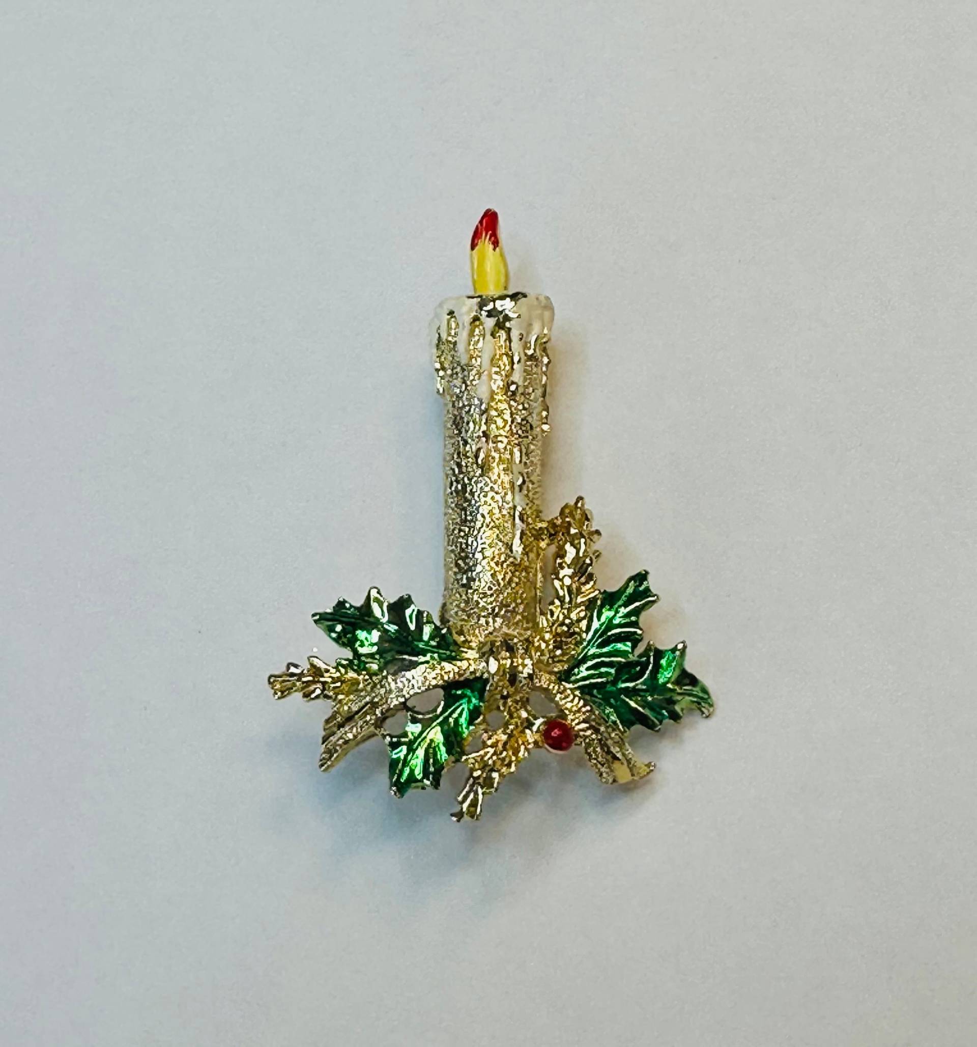 Vintage Gerry's Holly Candle Christmas Holiday Pin Circa 1970Er Jahre von JimRabun