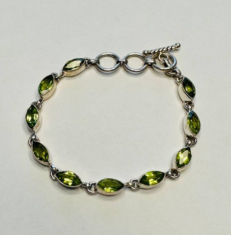 sterling Silber Peridot Link Armband ~ 7 - 8 "Tragbare Länge Einstellbar von JimRabun