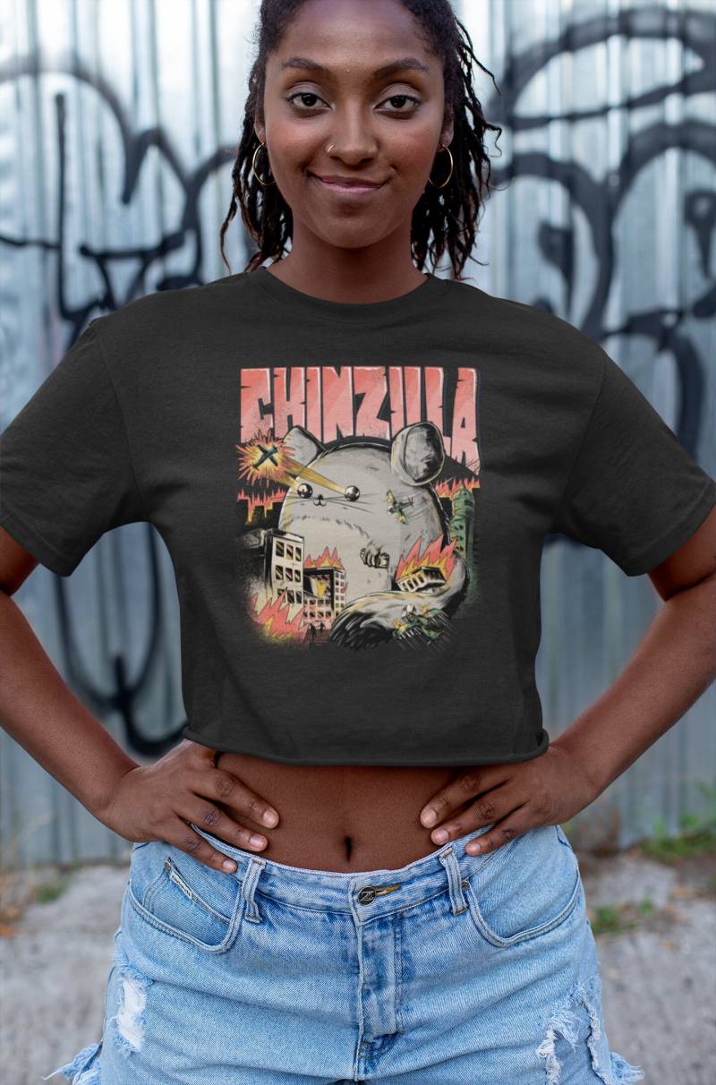 Funny Chinzilla Crop Shirt | Women's Cropped Raw Edge T-Shirt Gift For Chinchilla Holders Chinchillas Owners Funshirt Cute Rodent von Jimbeels