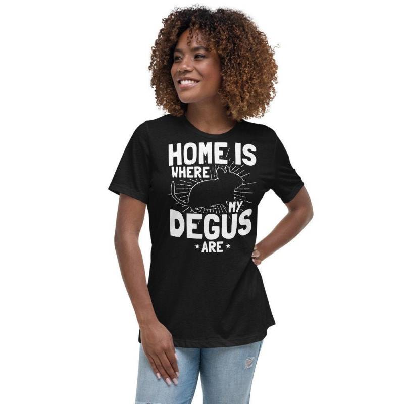 Home Is Where My Degus Are | Lockeres Damen T-Shirt Lustiger Degu Spruch Octodon Spaß Shirt Geschenk Für Deguhalterinnen Für Frauen von Jimbeels