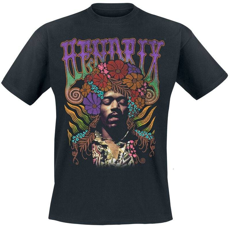 Jimi Hendrix Flower Power T-Shirt schwarz in 4XL von Jimi Hendrix
