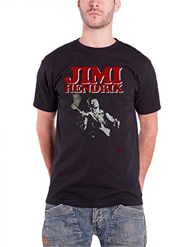 Jimi Hendrix T Shirt Block Logo Contrast Guitar Portrait offiziell Herren Nue von Jimi Hendrix