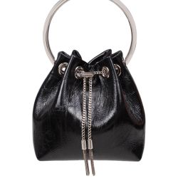 Jimmy Choo Bon Bon Tzz Schwarze Lackleder Bucket Bag von Jimmy Choo