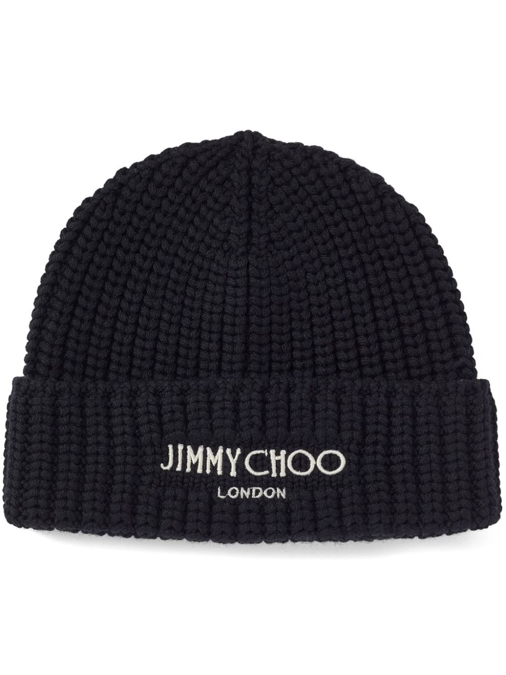 Jimmy Choo Gerippte Strickmütze mit Logo - Schwarz von Jimmy Choo