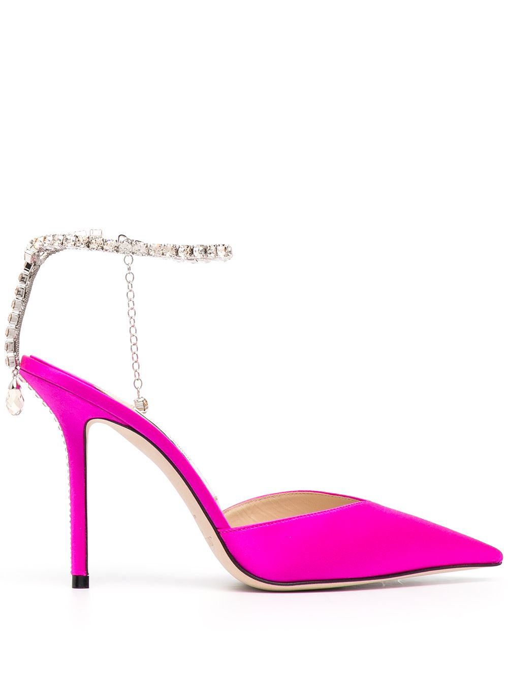 Jimmy Choo Saeda Satin-Pumps mit Kristallen 100mm - Rosa von Jimmy Choo