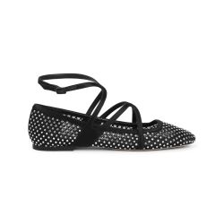 Jimmy Choo Schwarze Leder Strass Ballerinas von Jimmy Choo