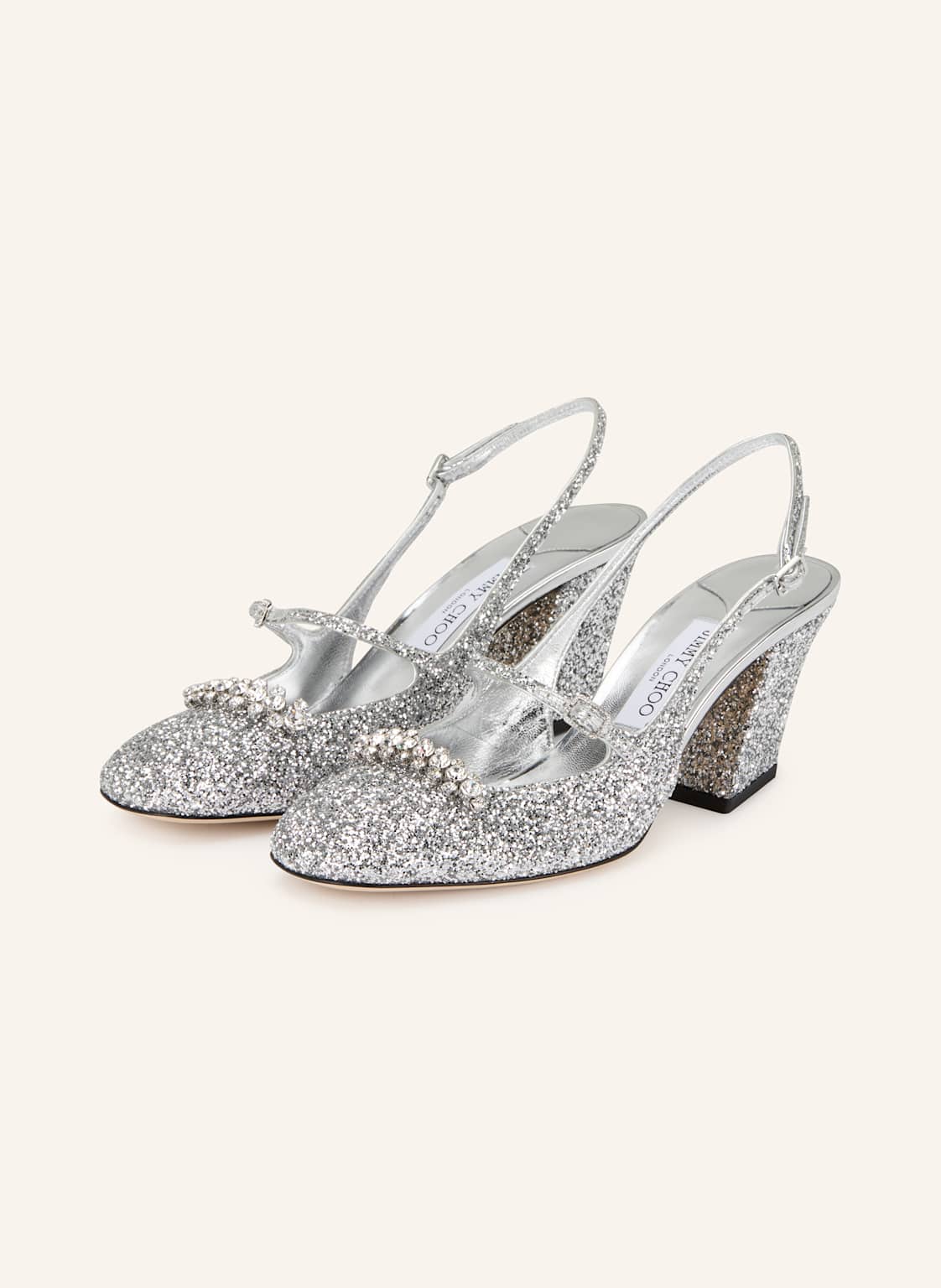 Jimmy Choo Slingpumps Belinda 70 Mit Schmucksteinen silber von Jimmy Choo