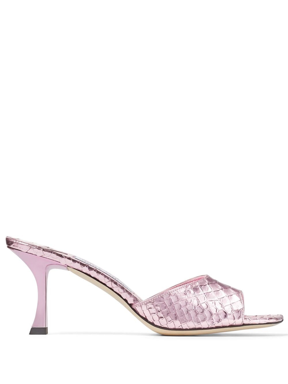 Jimmy Choo Val Mules mit Schlangenleder-Optik 70mm - Rosa von Jimmy Choo