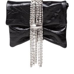 Jimmy Choo Zandra Clutch Tasche Aus Schwarzem Metallic-leder von Jimmy Choo