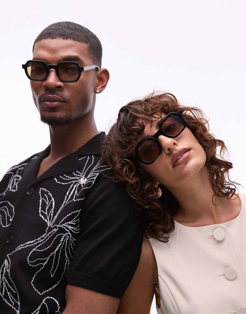 Jimmy Fairly - The Darren - Eckige Sonnenbrille in Schwarz mit getöntem Glas von Jimmy Fairly