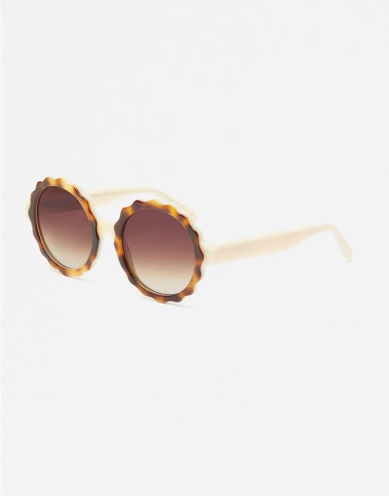 Jimmy Fairly - The Lily - Runde Sonnenbrille in heller Schildpatt-Optik mit Wellenumrandung-Braun von Jimmy Fairly