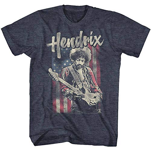 Jimi Hendrix - Männer Flag Hendrix T-Shirt, Medium, Navy Heather von Jimmy Hendrix