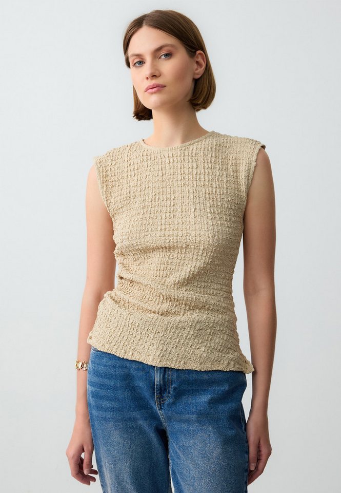 Jimmy Key Blusentop Ärmellose Gemusterte Strickbluse Mit Rundhalsausschnitt von Jimmy Key