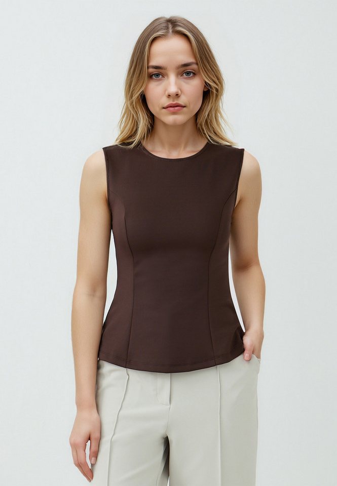 Jimmy Key Blusentop Braune Strickbluse Mit Rundhalsausschnitt Und Schmaler Passform von Jimmy Key