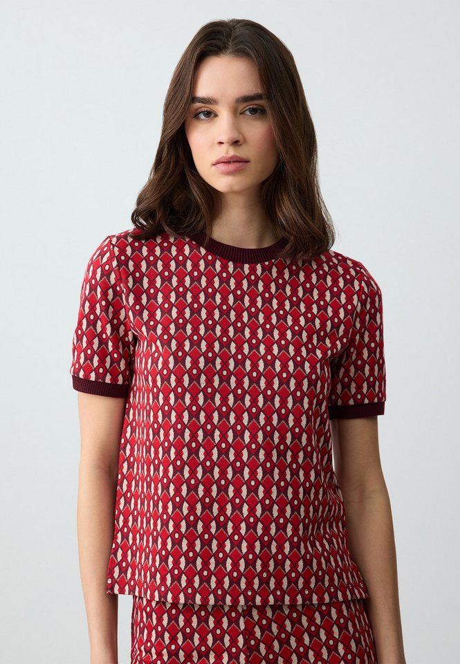 Jimmy Key Strickpullover Geometrisch gemusterte Strickbluse mit Rundhalsausschnitt und kurzen Ä Jimmy Key Strickpullover Geometrisch gemusterte Strickbluse mit Rundhalsausschnitt und kurzen Ä von Jimmy Key