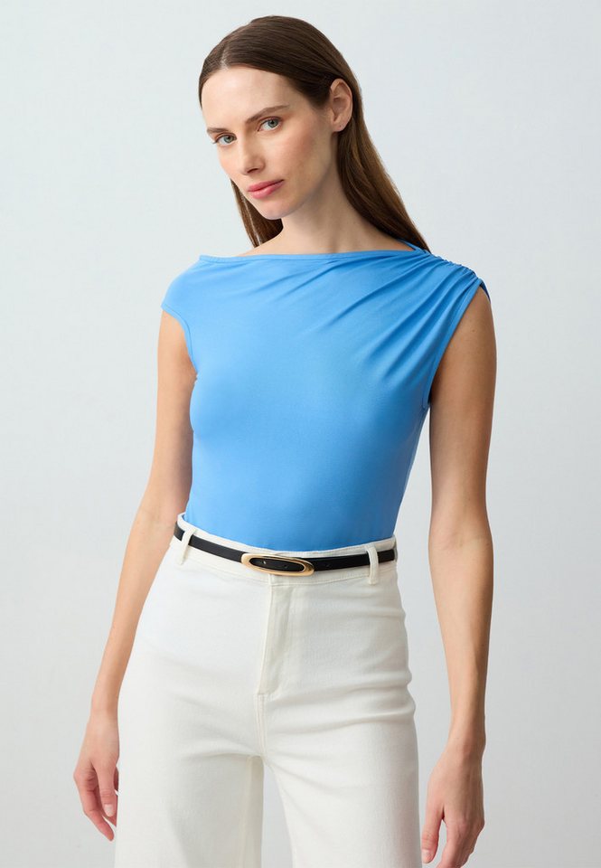 Jimmy Key Blusentop Gerade Geschnittene Strickbluse Mit U-Boot-Ausschnitt Und One-Shoulder von Jimmy Key