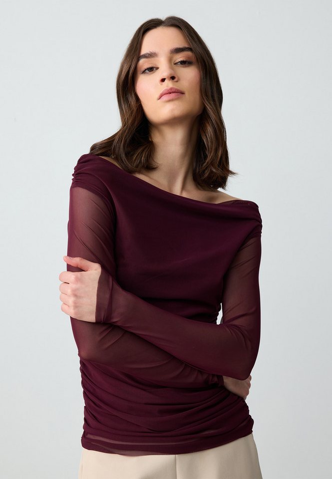 Jimmy Key Strickpullover Gerade geschnittene Maschenstrickbluse mit Bardot-Ausschnitt Jimmy Key Strickpullover Gerade geschnittene Maschenstrickbluse mit Bardot-Ausschnitt von Jimmy Key
