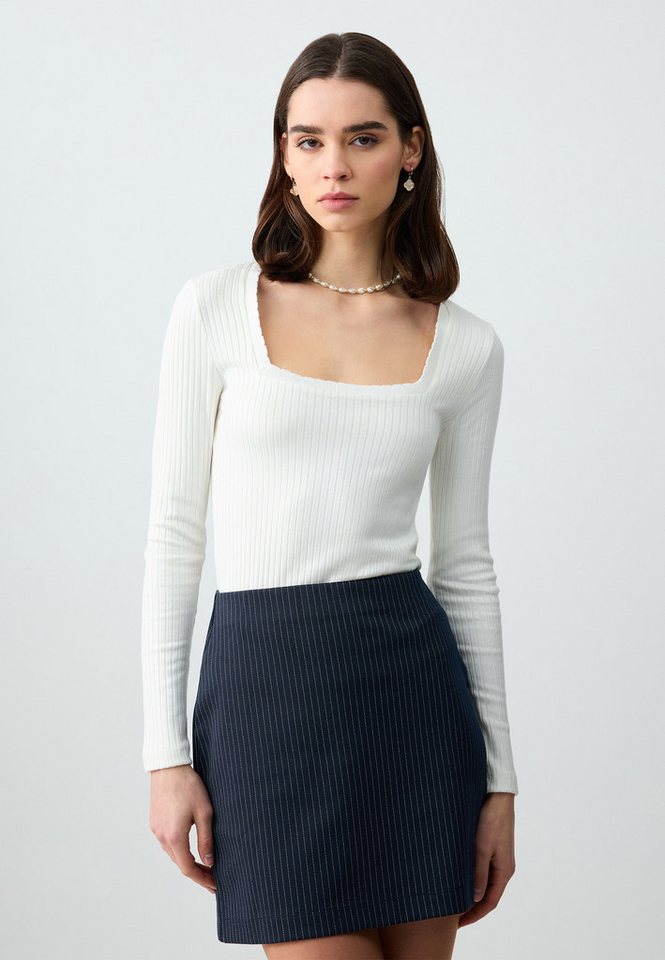 Jimmy Key Strickpullover Gerade geschnittene Strickbluse mit quadratischem Ausschnitt und lange Jimmy Key Strickpullover Gerade geschnittene Strickbluse mit quadratischem Ausschnitt und lange von Jimmy Key