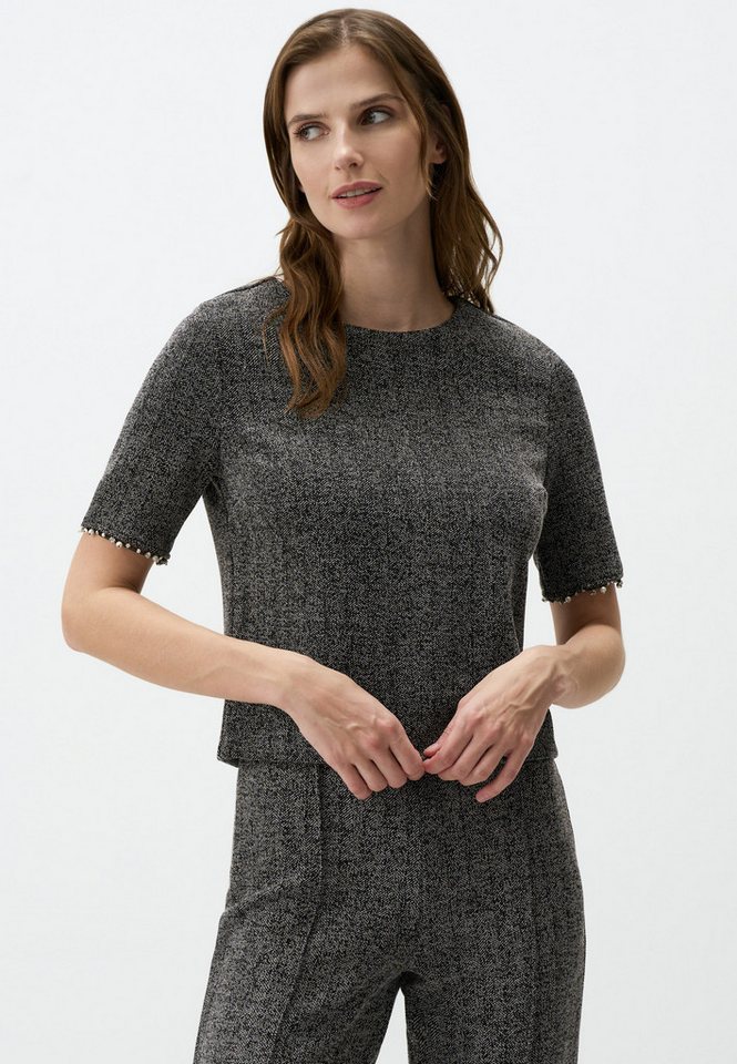 Jimmy Key Blusentop Graue Strukturierte Bluse von Jimmy Key